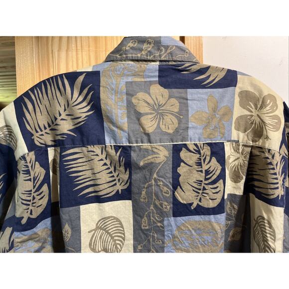 Half Moon Bay Shirt Men's Size Large Button Up Short Sleeve Leaf Print - Picture 8 of 9
